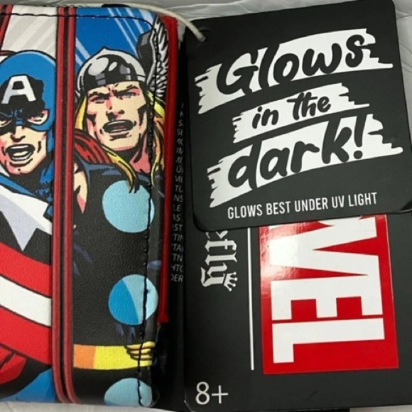 LOUNGEFLY + MARVEL COMICS Glow in the Dark Multi Character Wallet Carryall NWT - Picture 7 of 12